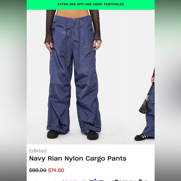EDIKTED Navy Rian Nylon Cargo Pants - Picture 6 of 6